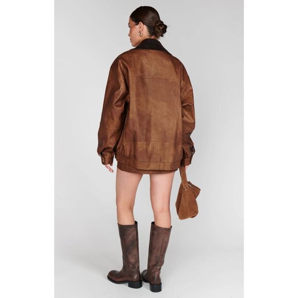 Show Me Your Mumu Maverick Bomber Jacket in Chestnut Brown XSmall New Womens - Picture 11 of 16